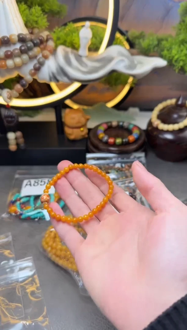 【闪购商品】蜜蜡手链未镶嵌蜜蜡梵高落日橘