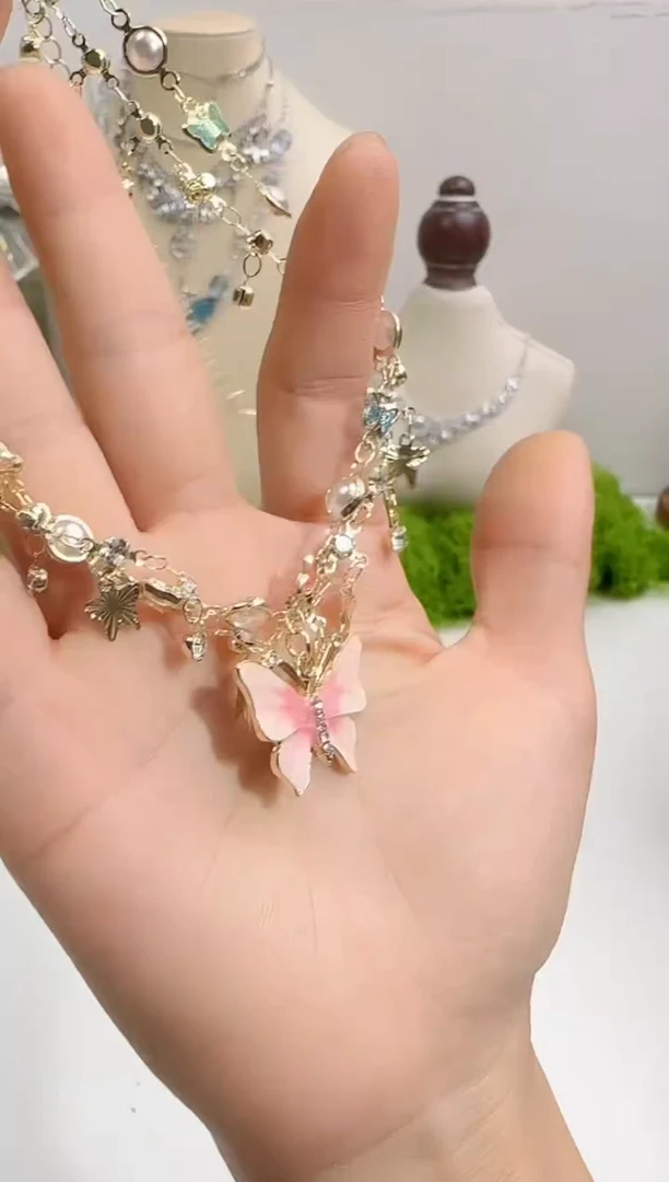 合成立方氧化锆合金锆石合金水蜜桃色蝴蝶