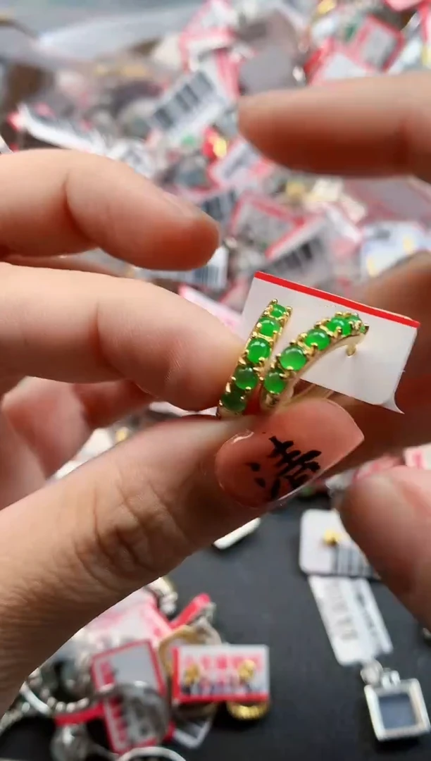 银S925镶嵌戒指翡翠天然A货缅甸翡翠