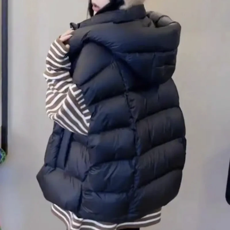 连帽羽绒马甲背心女款外穿坎肩欧货2025秋冬新款爆款轻薄马夹外套