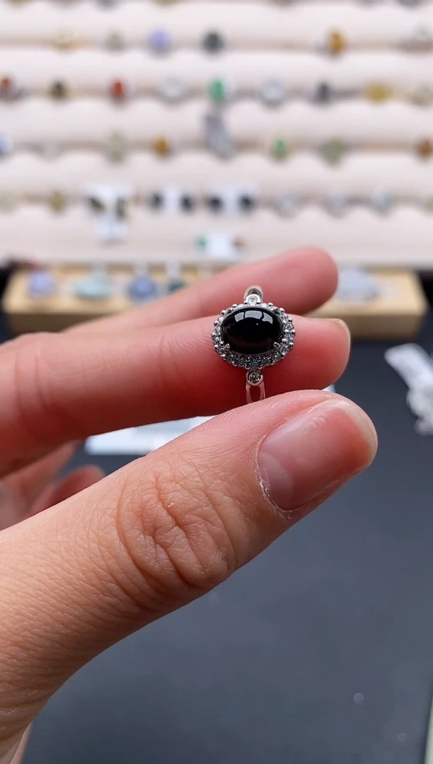 银S925镶嵌戒指翡翠5555555+6