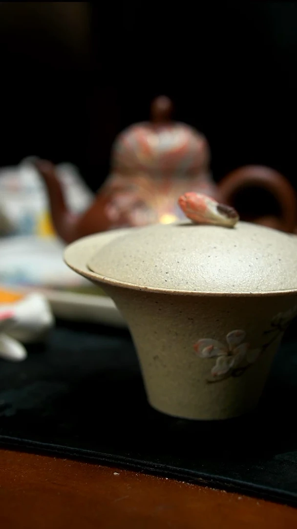 茶壶紫砂白泥玉兰盖碗