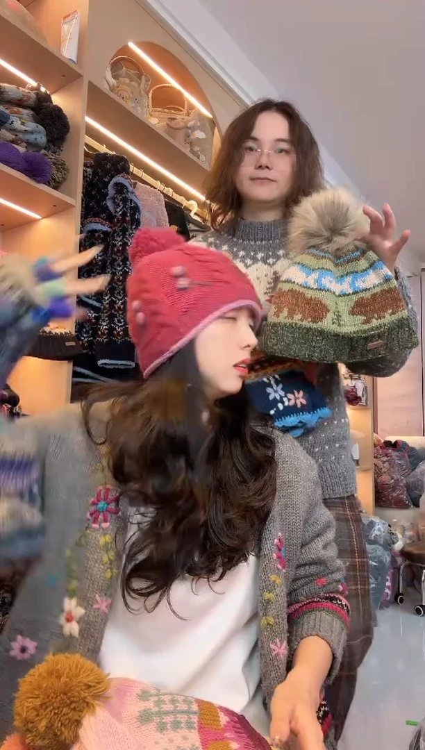 纯棉美利奴杨梅色针织帽