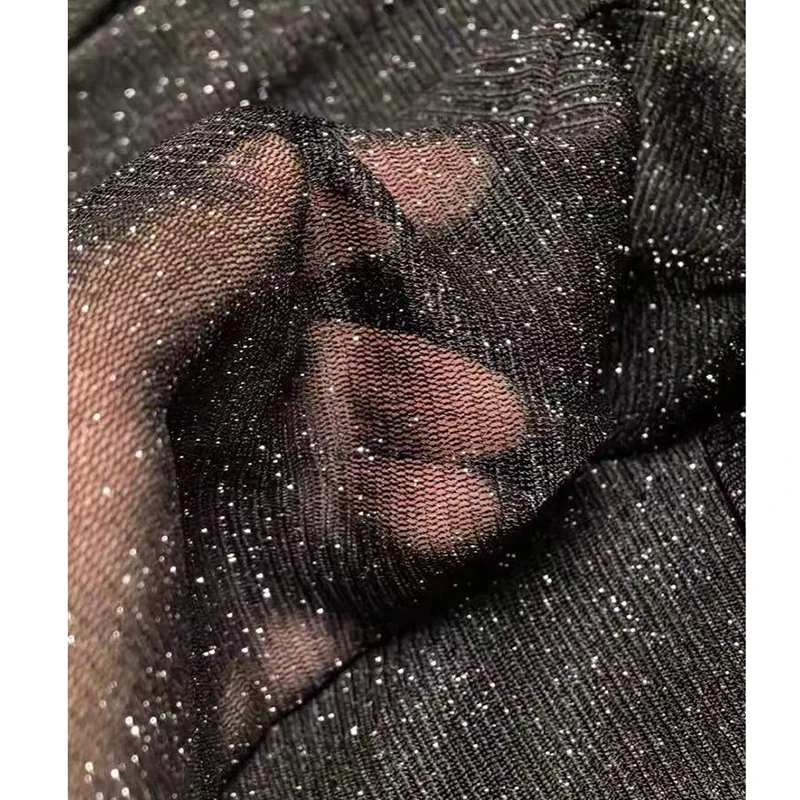 宝丫轻奢  女式繁星修身亮丝网纱轻薄长袖T恤打底衫K1265