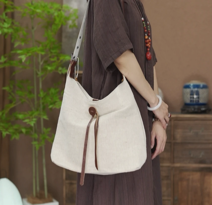 【原制原味】3939休闲时尚亚麻单肩百搭斜挎包简约复古通勤小众