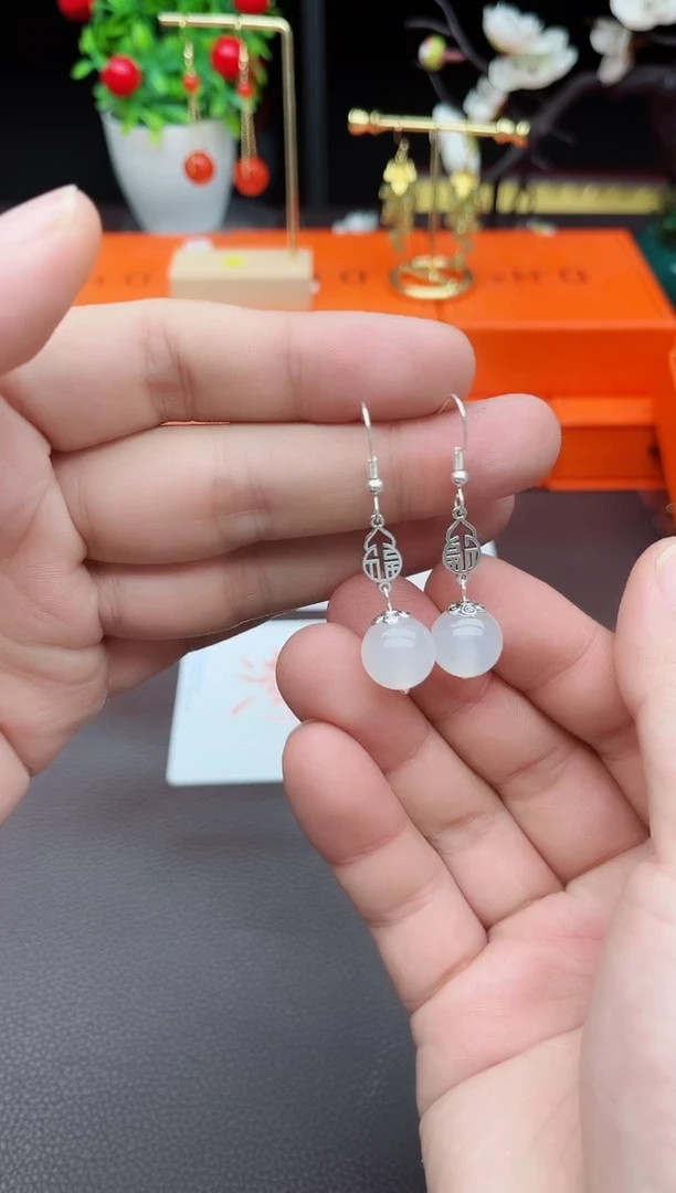 玛瑙/玉髓耳饰银S925镶嵌522000