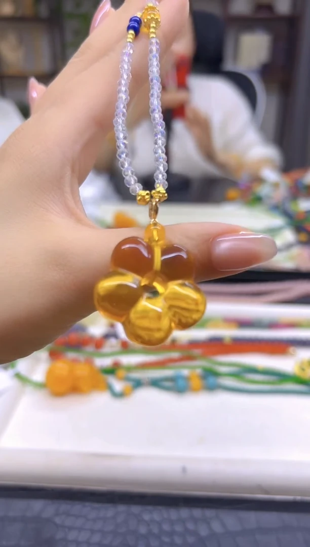 金珀项链未镶嵌DIY款X762