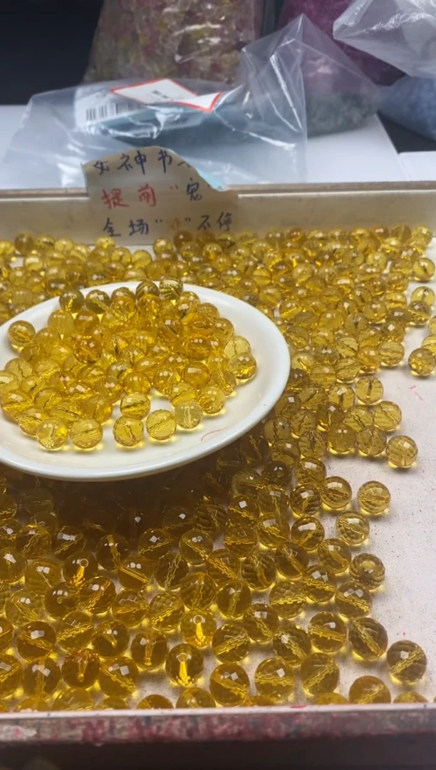 【闪购商品】水晶颈饰未镶嵌w123黄水晶切面10mm*10颗
