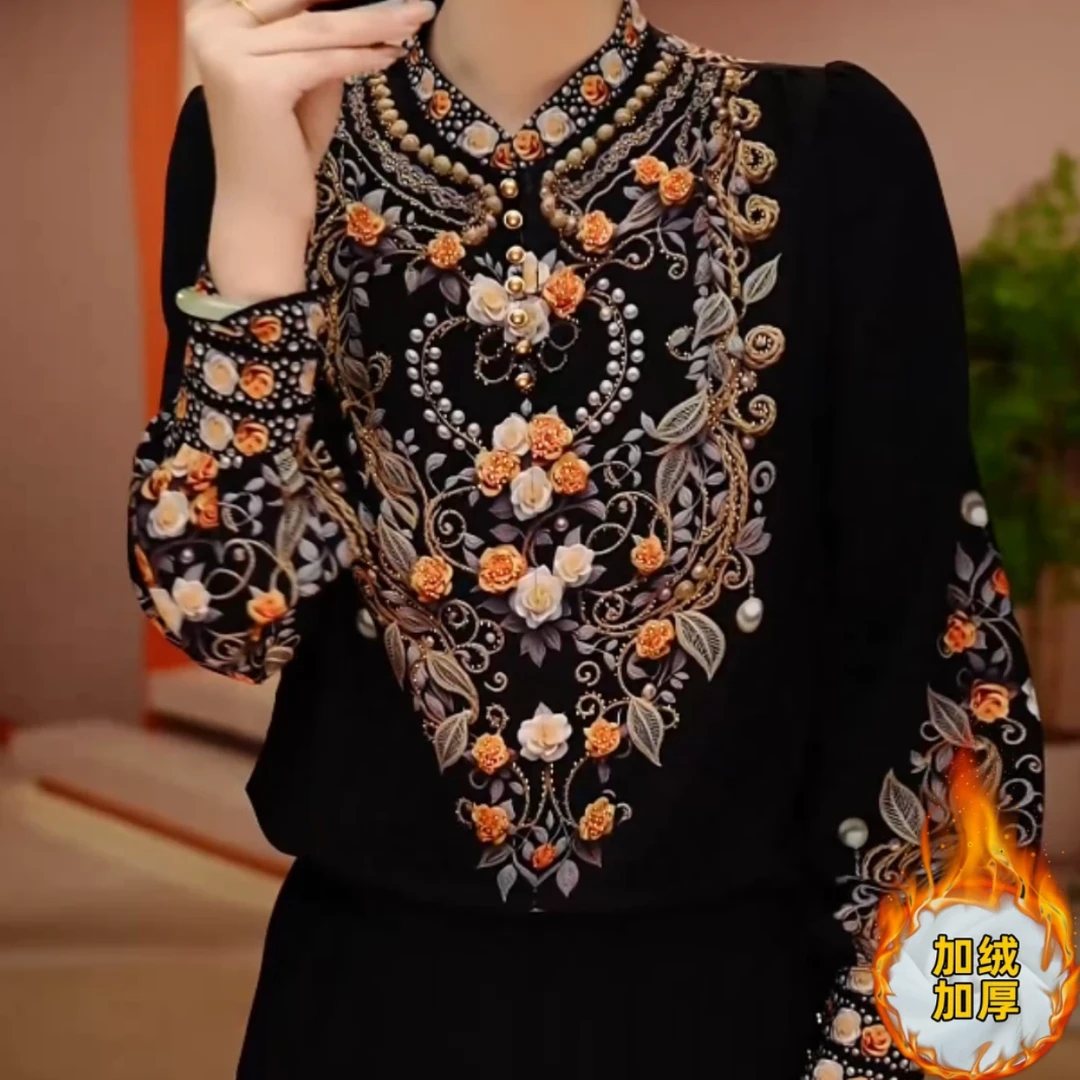 澳绒洋气减龄气质显瘦时尚保暖长袖圆领百搭优雅宽松轻奢上衣0618