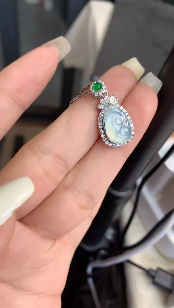 翡翠银S925镶嵌吊坠(不含链)吊坠