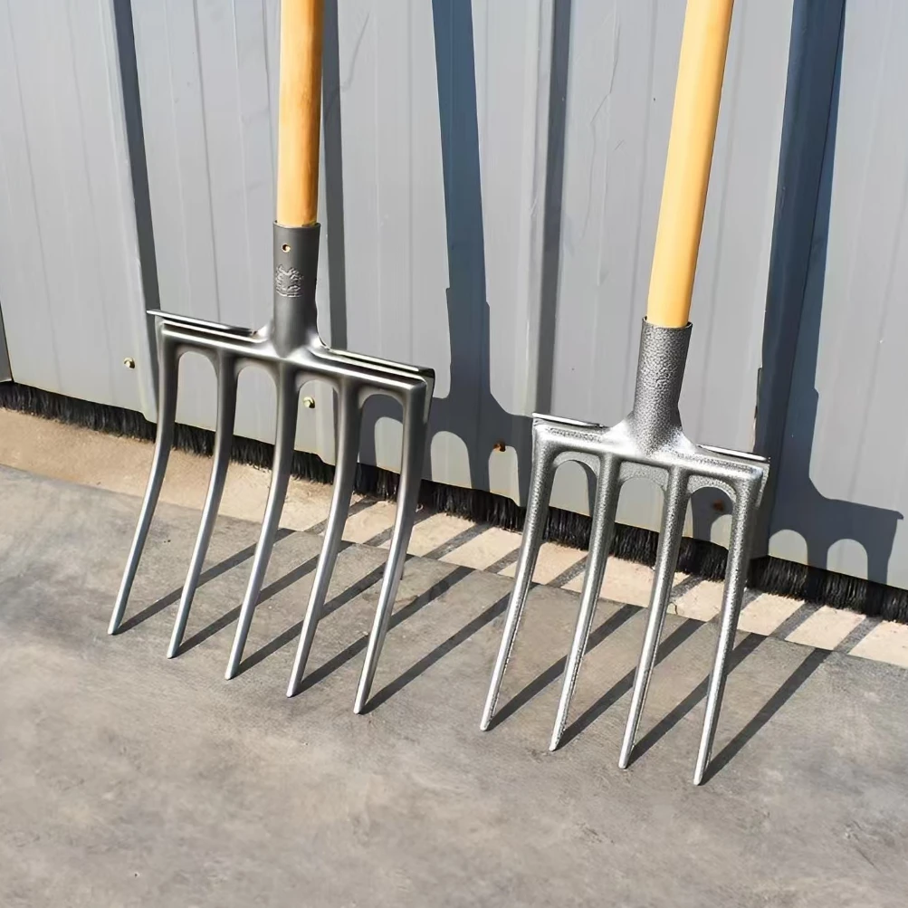 农用锰钢四齿叉子翻地挖土铁楸叉加厚粪叉挖葱姜麦冬工具开荒松土