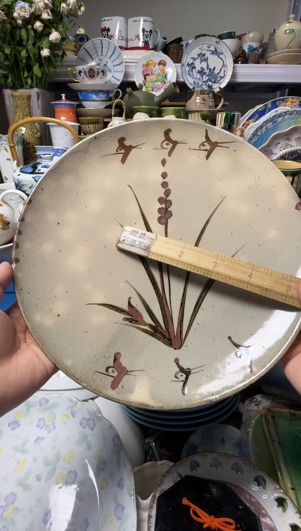 中古瓷器，默认微瑕-043，口径28，有个小磕，粗陶大盘子