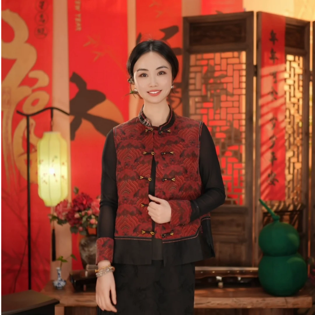 【东方婵韵】新中式时尚国风气质双面双穿桑蚕丝马甲 DFCY335091