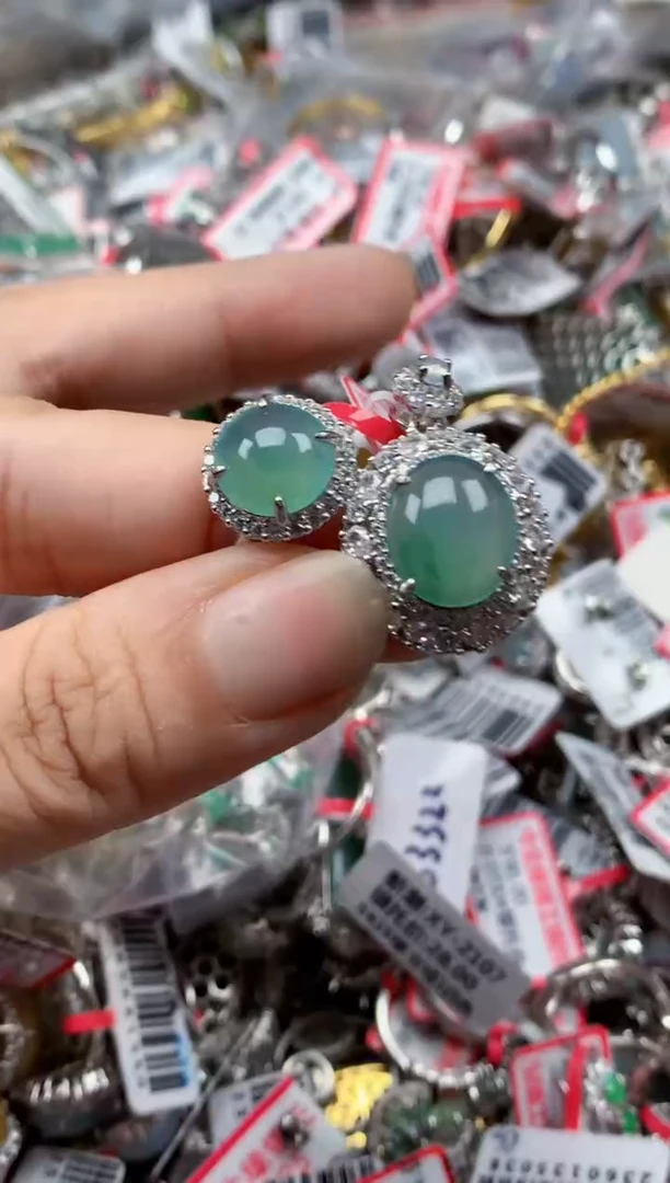 银S925镶嵌戒指翡翠天然A货缅甸翡翠
