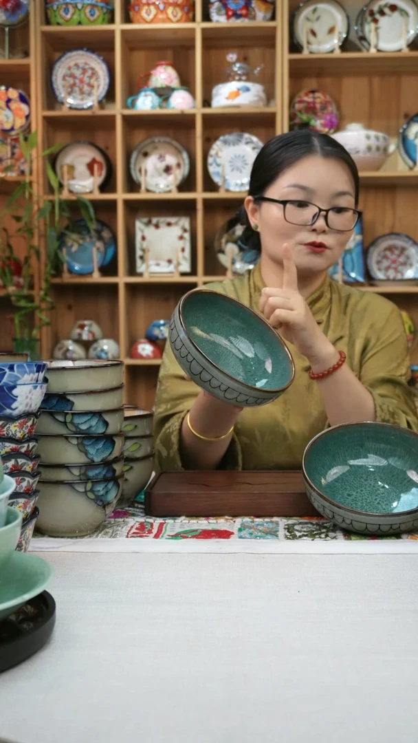 瓷片小可高温陶瓷餐具一组两只16厘米