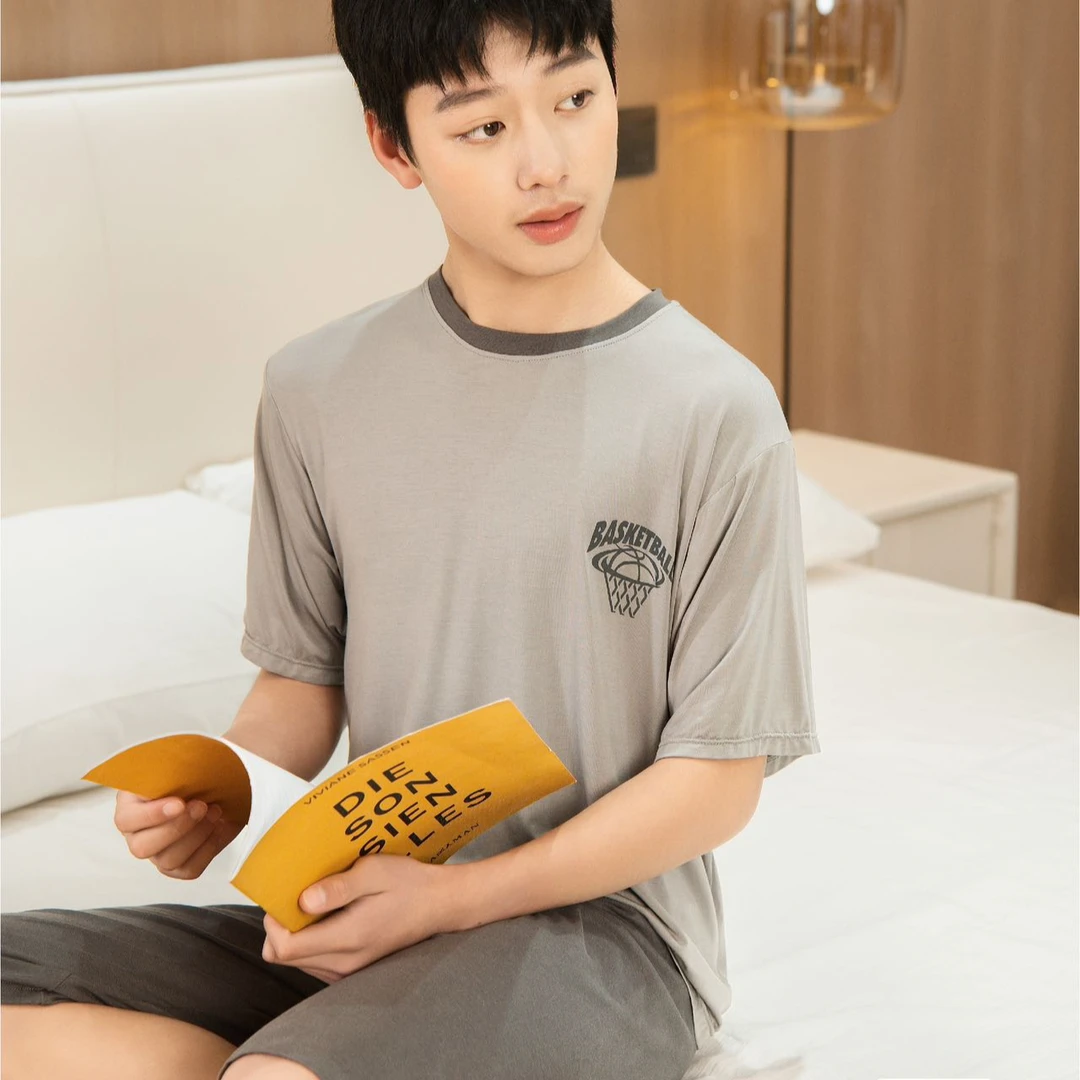 洛洛青少年短袖中裤春夏家居服 素色篮球 LM2H3115