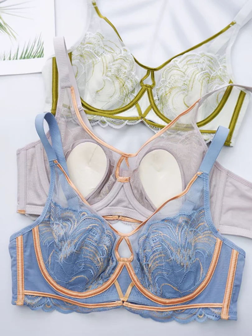 高品质专柜撤柜内衣超薄夏季软钢圈性感蕾丝聚拢文胸 8018