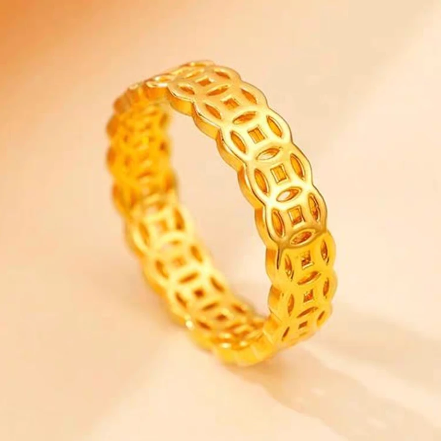 明牌珠宝楼哥甄选足金999 铜钱戒 约卡4.5mm多样性发货