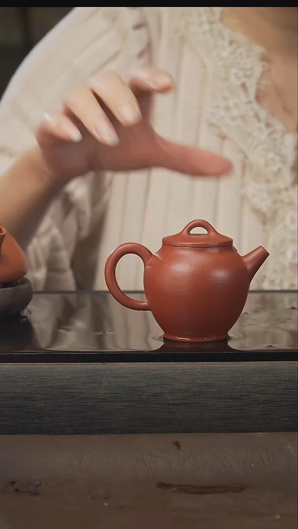 茶壶紫砂25圣珠。朱泥，100cc