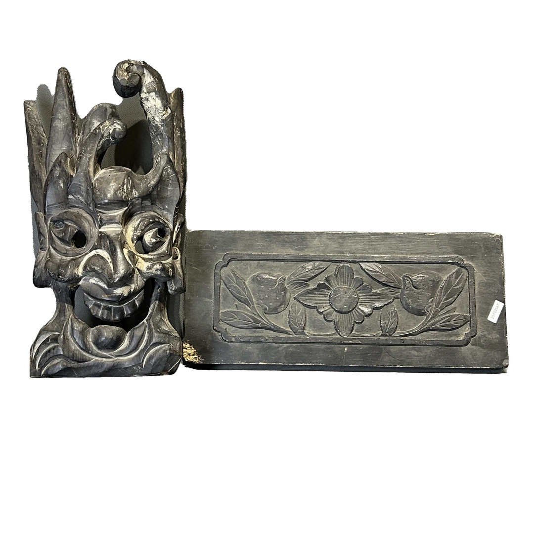 25153618.67x木雕面具 版画一对