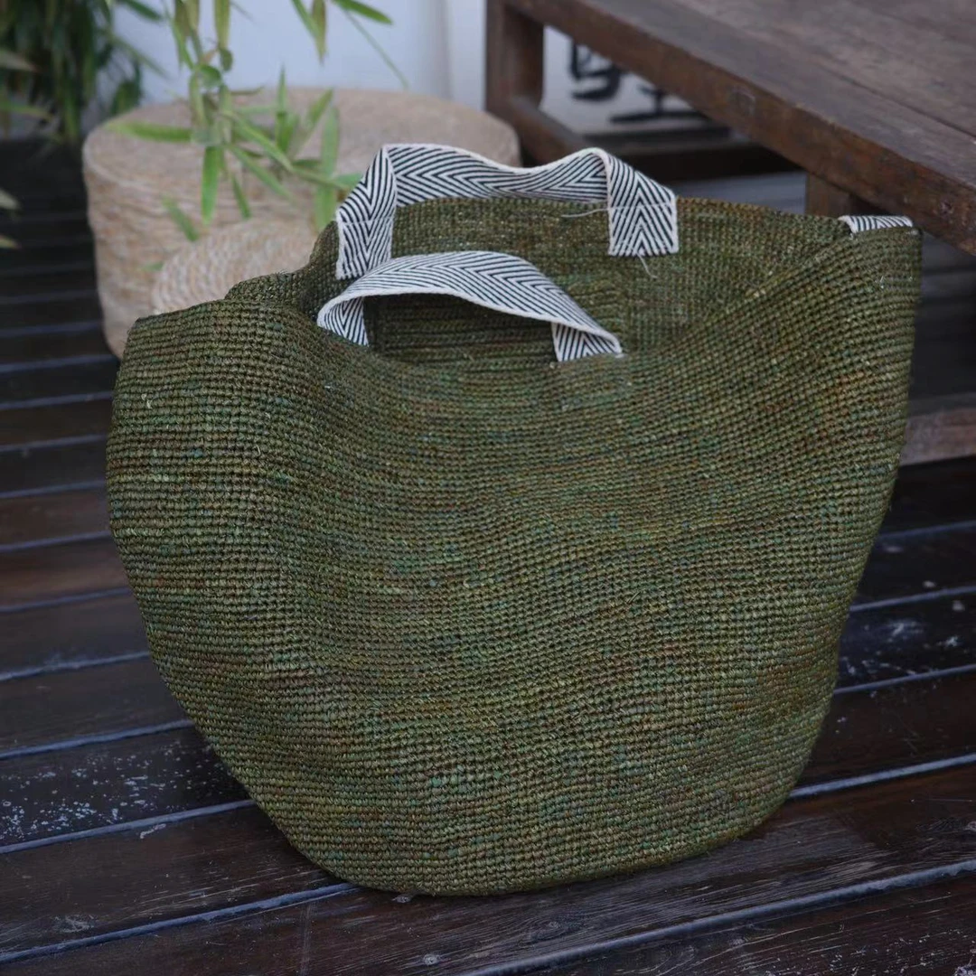 2025新款水桶拉菲草手拎单肩斜挎包