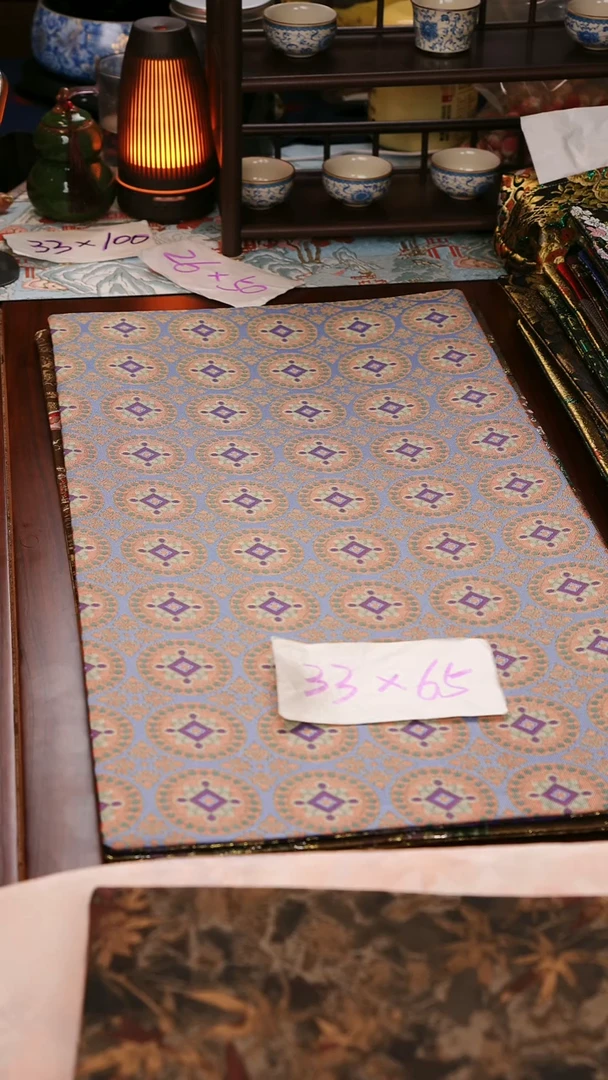 【连珠团窠双面】中国风干泡织锦茶席33*65