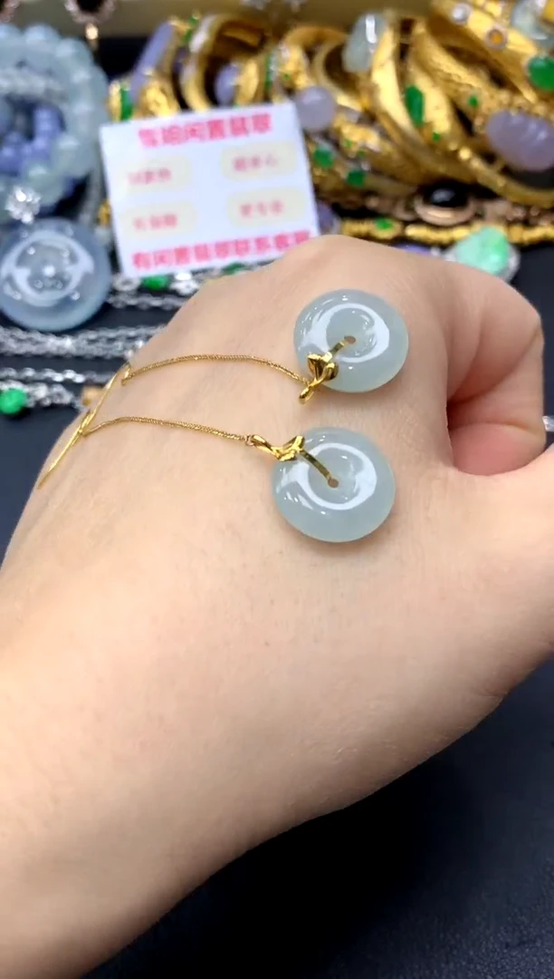 18K金镶嵌翡翠耳饰95-中国好珍宝