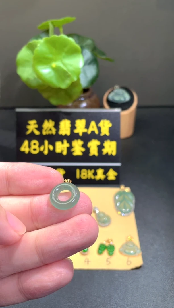 颈饰18K金镶嵌翡翠翡翠A货