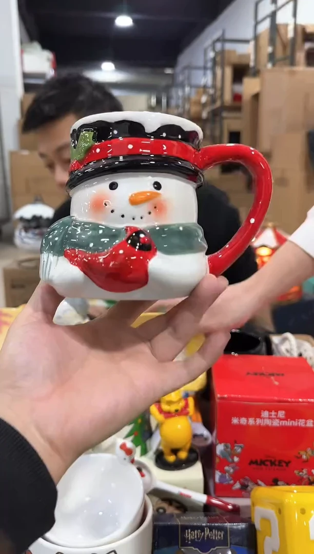 瓷片陶瓷雪人半身杯