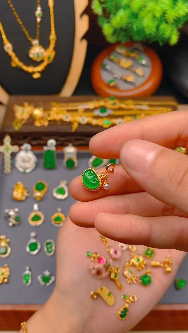 翡翠银S925镶嵌吊坠(不含链)如意万能扣