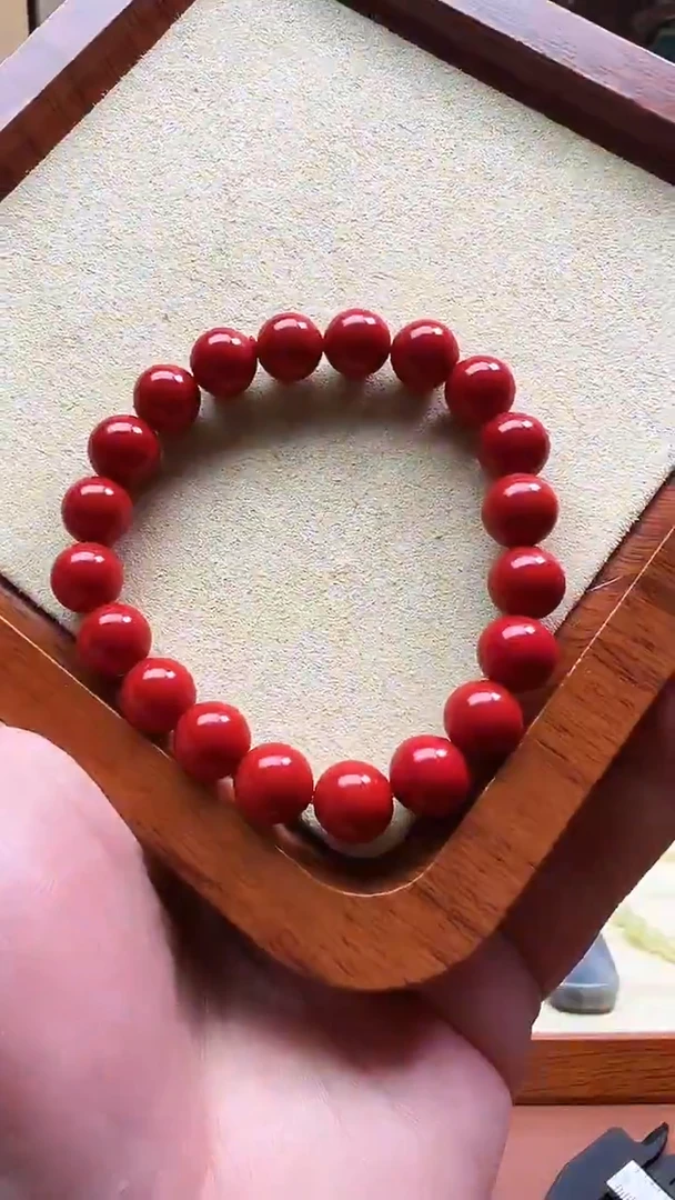 天然辰砂10mm左右红砂圆珠单圈