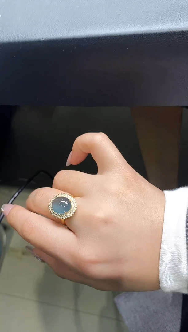 银S925镶嵌戒指翡翠87668