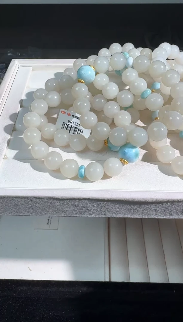 手链未镶嵌和田玉羊脂白海纹单珠款发货多样性发其一