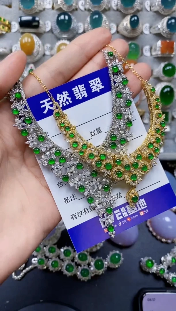 【闪购商品】翡翠银S925镶嵌颈饰0274
