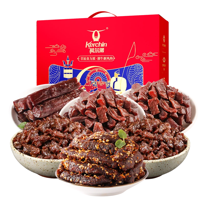 科尔沁-风干牛肉内蒙特产礼盒755g团购礼盒优选内蒙零食礼包