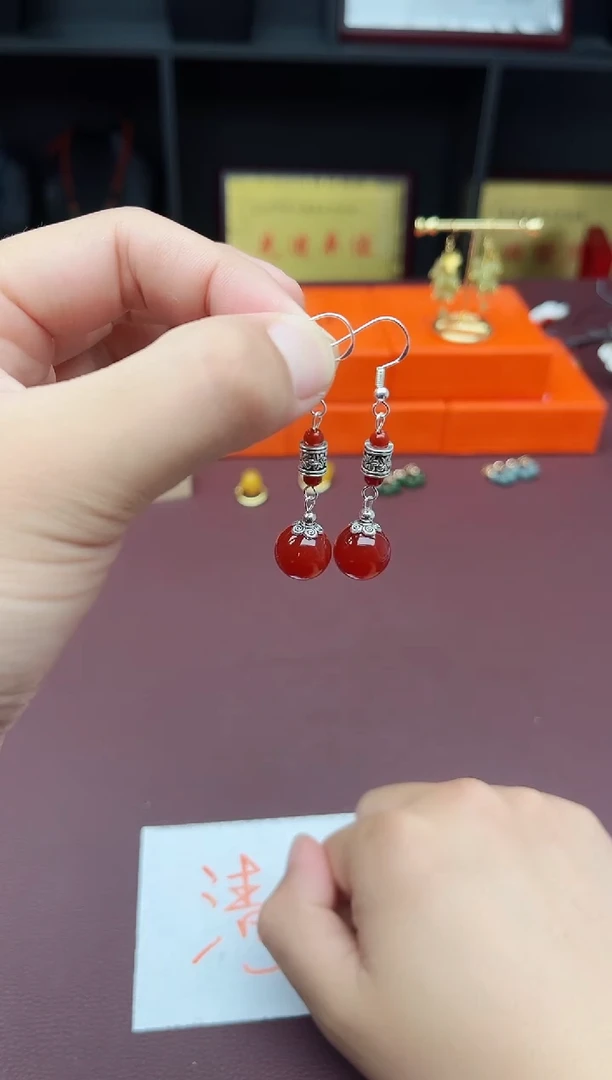 玛瑙/玉髓耳饰银S925镶嵌205000