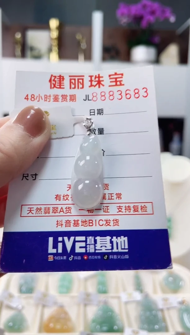 【闪购商品】翡翠颈饰18K金镶嵌天然缅甸翡翠 富贵豆(一物一证)