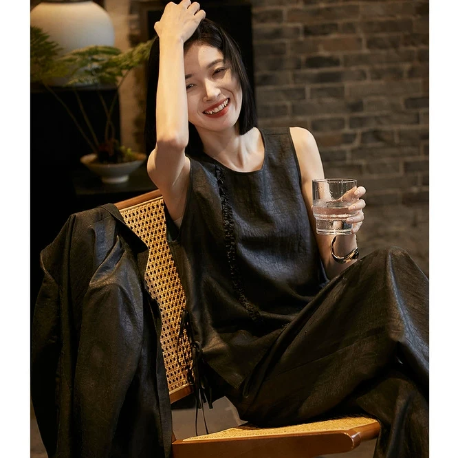 笑涵阁 聚焦本原之物 香云纱复古美人通勤系列套装女SYD783583MG