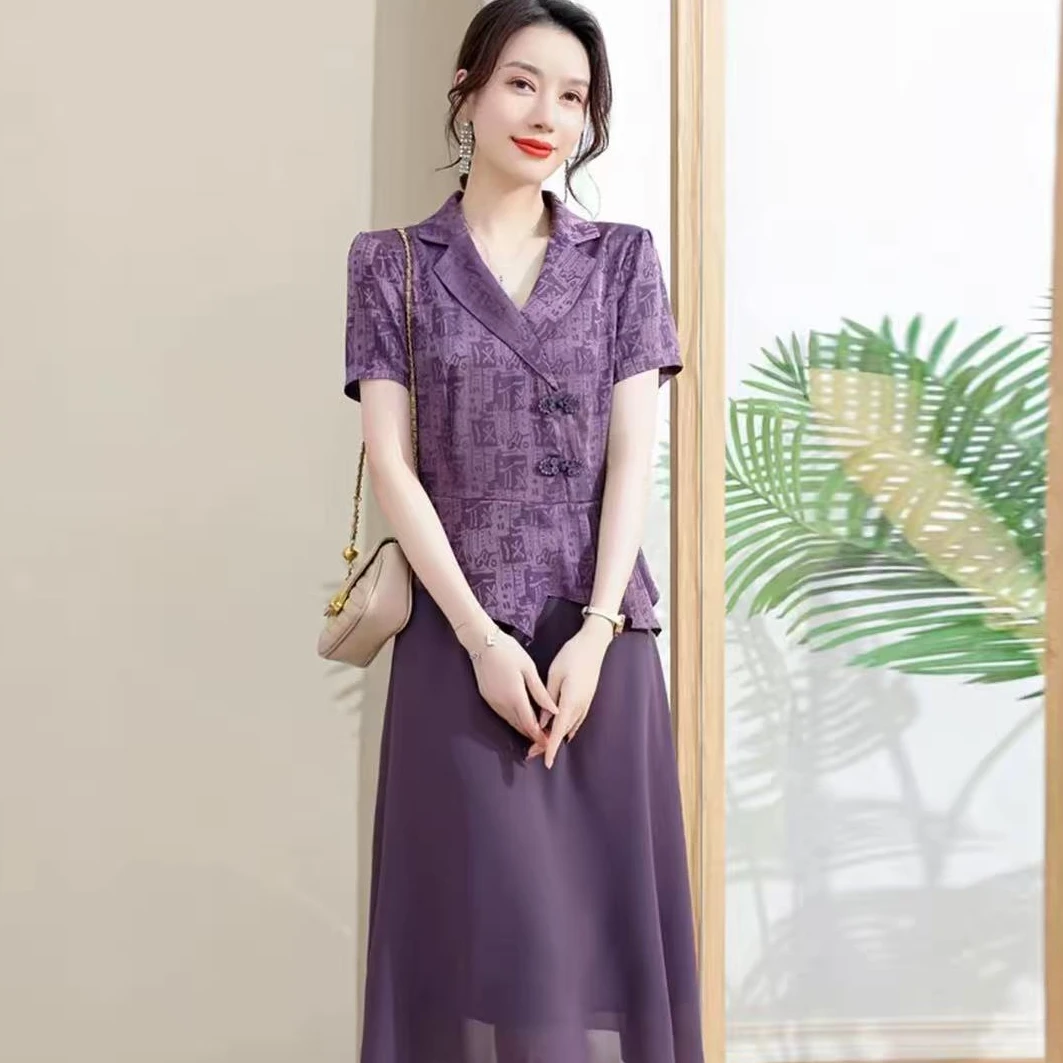 【撤柜断码甩】M1632女装翻领连衣裙气质时尚夏季休闲中长款裙子潮