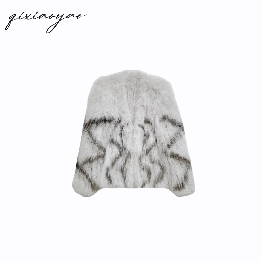 Qixiaoyao 新款气质银狐狐狸毛外套#QSQS26014