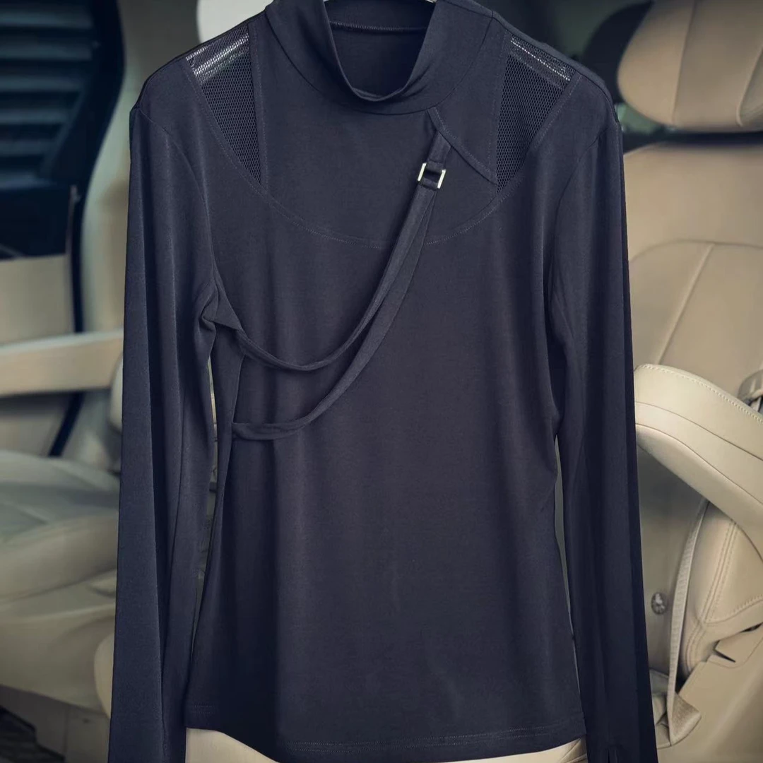 【Black Tiger】黑色半高领小众设计T恤·价格