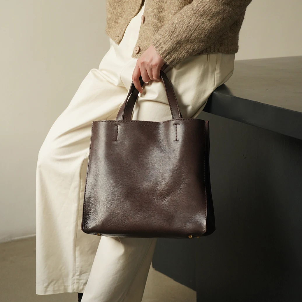 zhuanshan/转山头层植鞣牛皮包女士公文包百搭手拎包真皮包