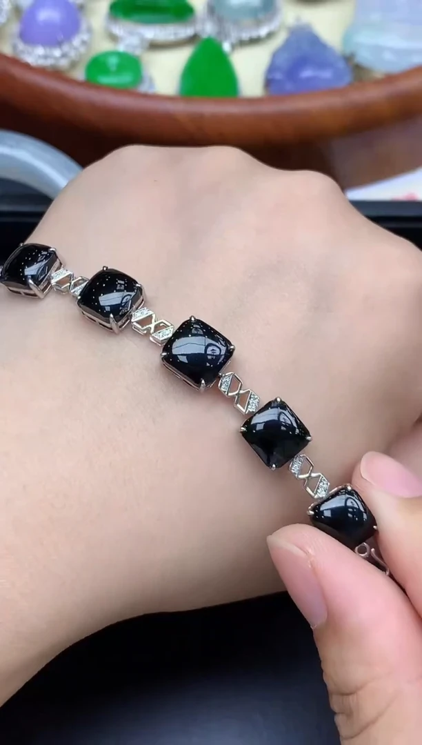 18K金镶嵌手链翡翠548-中国好珍宝