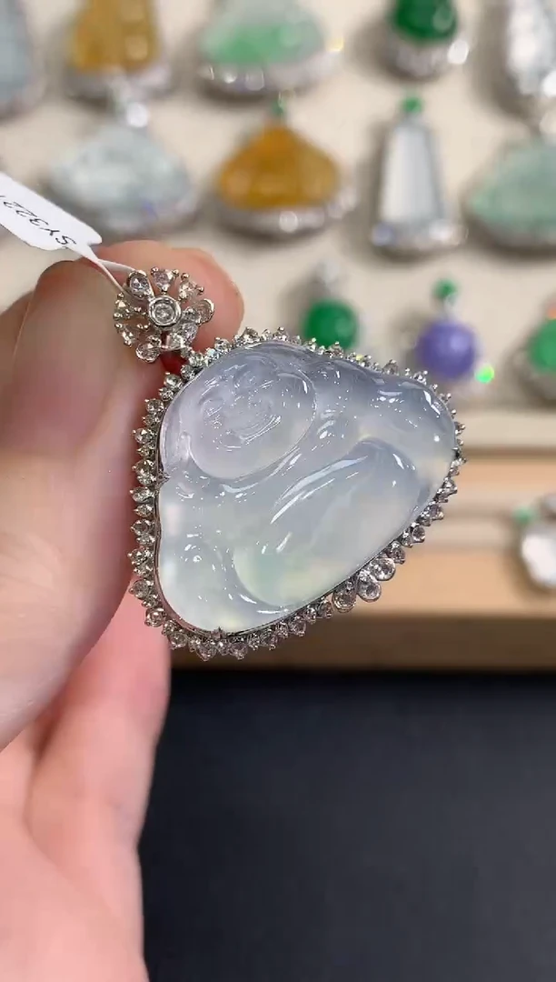 吊坠(不含链)18K金镶嵌翡翠秋日珠宝W65