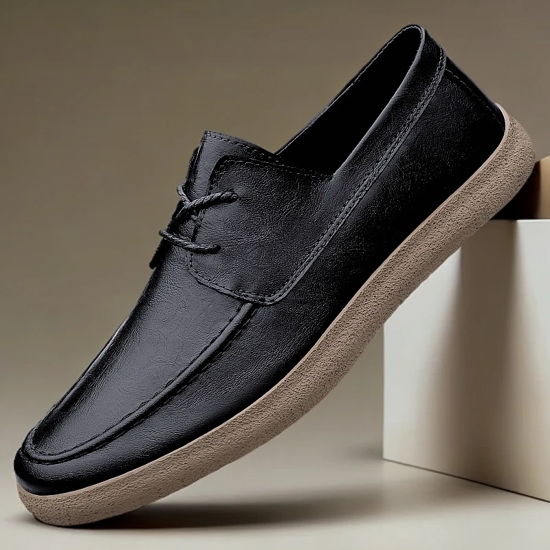 真皮男鞋2055春秋新款时尚潮流百搭软底开车舒适商务休闲皮鞋男