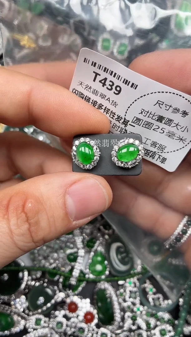 颈饰未镶嵌翡翠T439耳钉