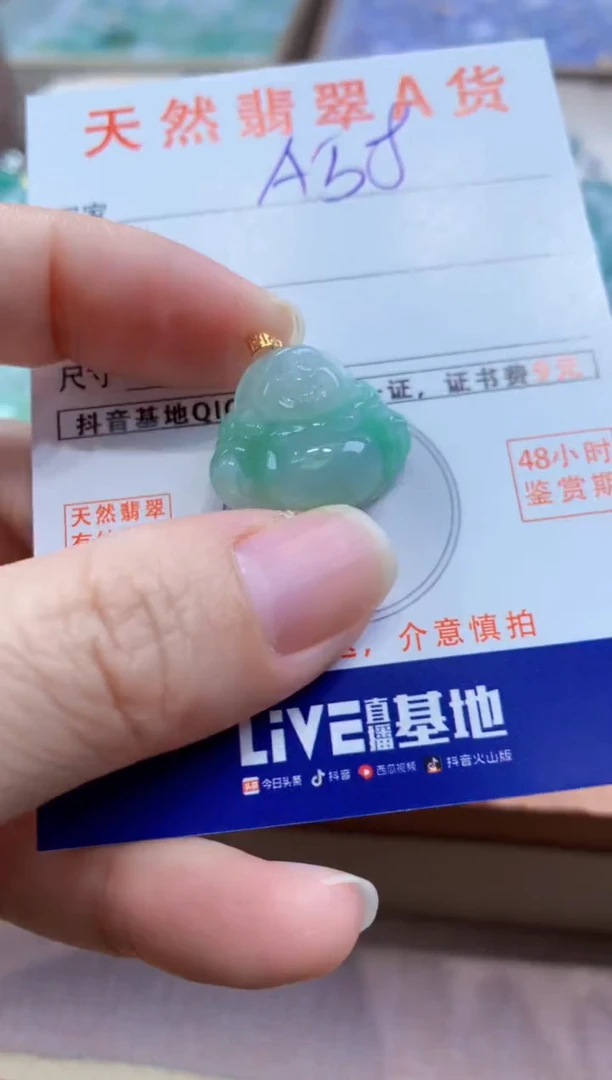 颈饰18K金镶嵌翡翠天然A货翡翠挂件