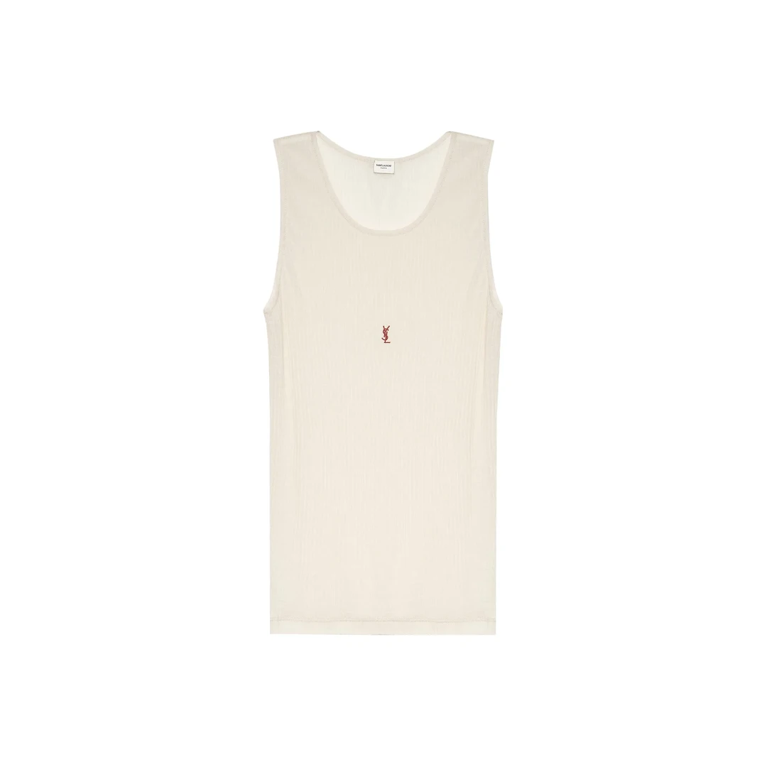 未使用 YSL/圣罗兰 纯色Logo刺绣圆领套头背心 ZC