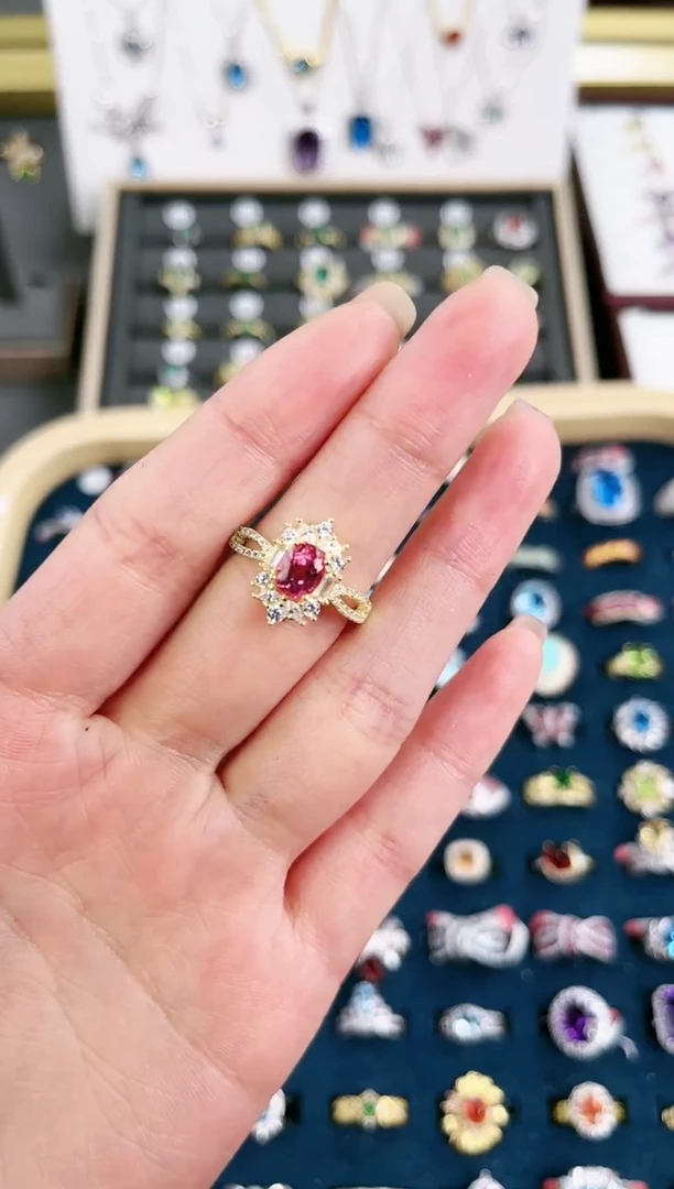 【闪购商品】碧玺戒指银S925镶嵌k661