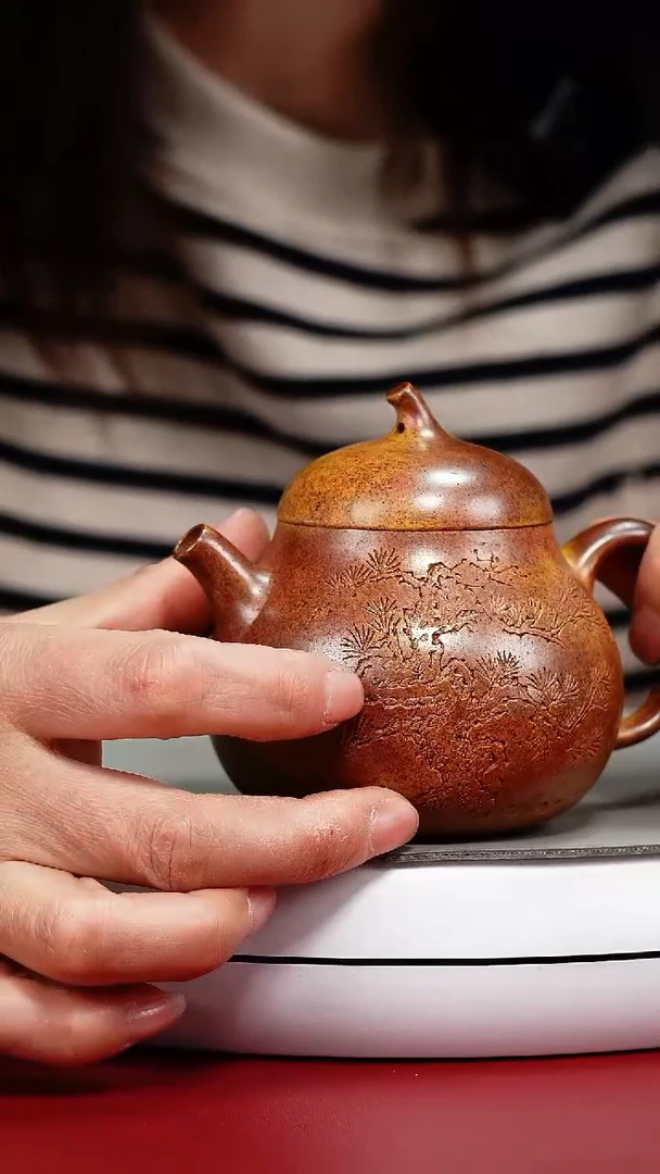 茶壶紫砂火云烧松针茄瓜200CC